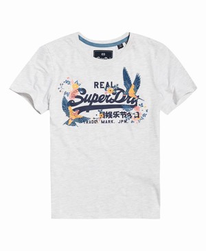 Superdry Vintage Logo Puff Embroidered Női Pólók Fehér/Kék | HQMFN7286